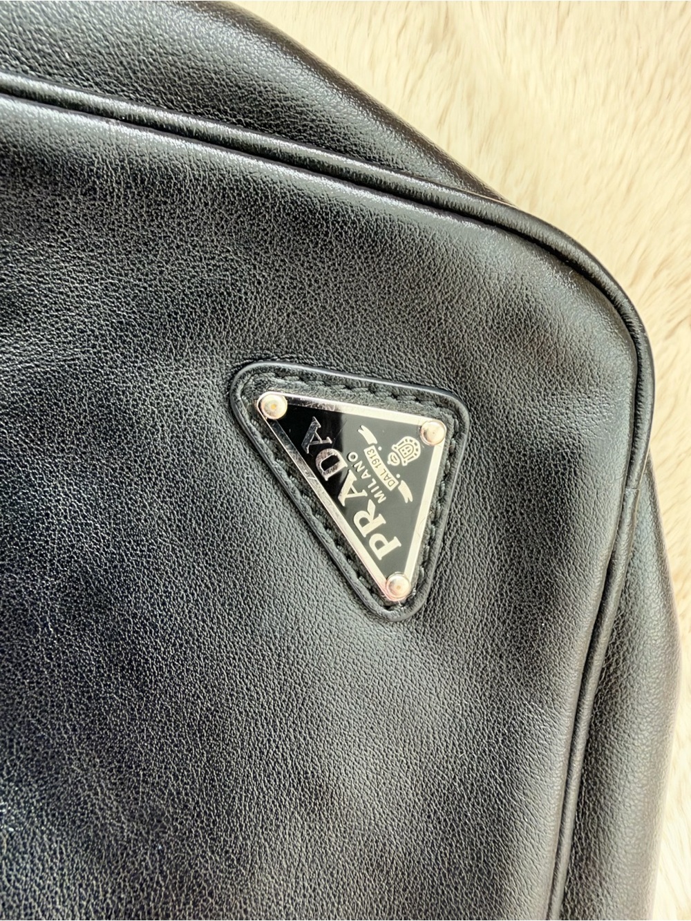 Prada Black Leather Triangle Shoulder Bag - Picture 3 of 6